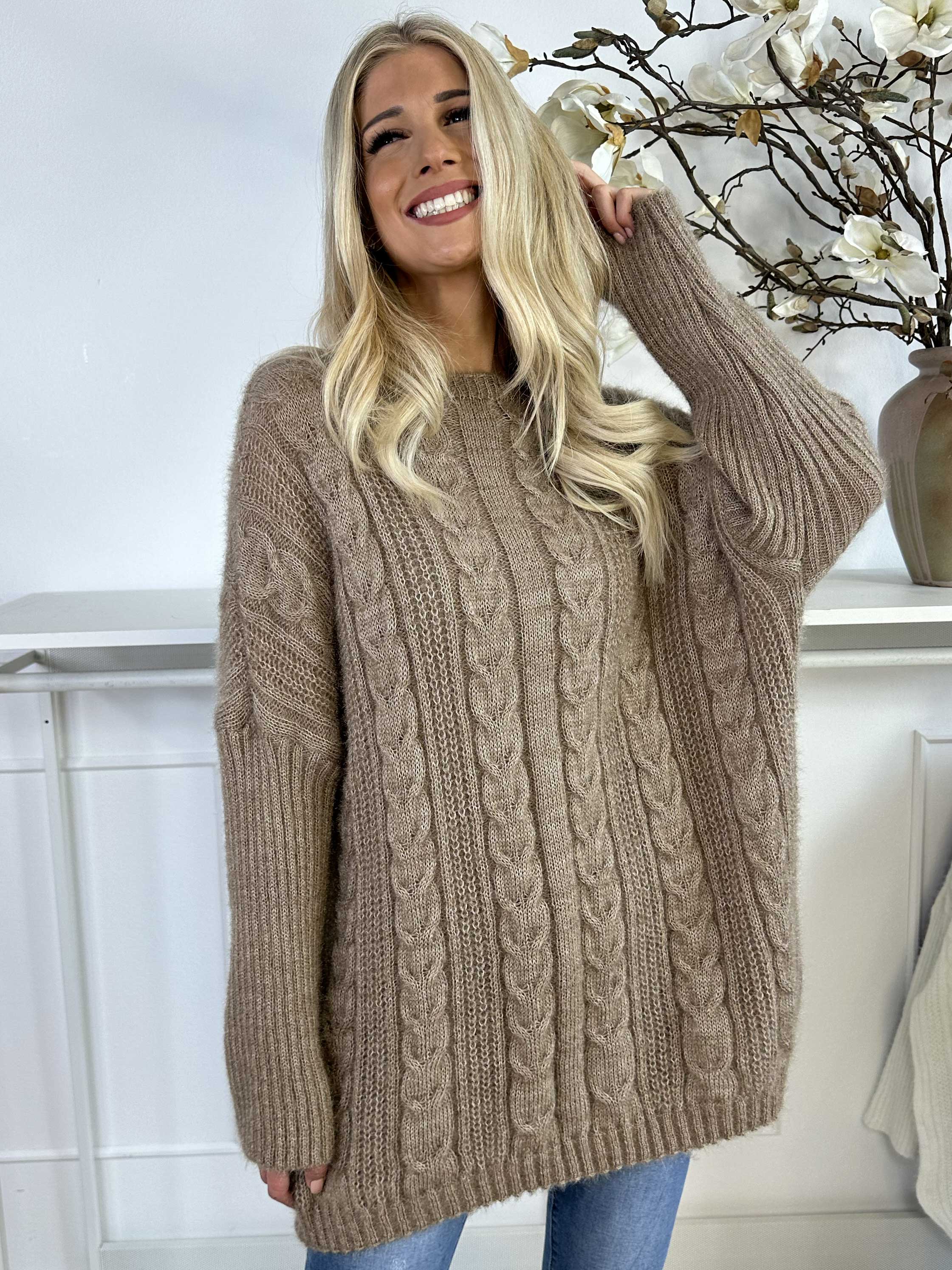 Johanna - Stickad blus i glansig trikå